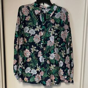 Tropical Floral Button-Up Shirt
